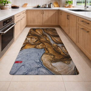 Anti-Slip Gold and Silver Marble Runner Mat