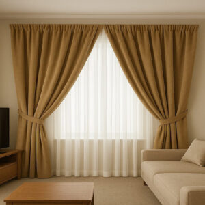 Double Curtains Set - 2 panels Velvate + 2 panels Chiffon