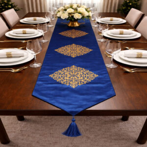 Royal Navy Blue Gold Laser Cut Table Runner