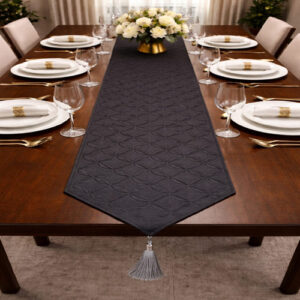 Elegant Charcoal Grey Quilted Table Runner