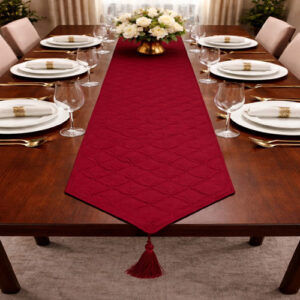 Premium Maroon Embossed Table Runner