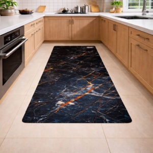 Premium Anti-Slip Black Marble Runner Mat