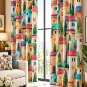Ready Curtains - Digital Print Canvas Fabric ( pack of 2 pcs )