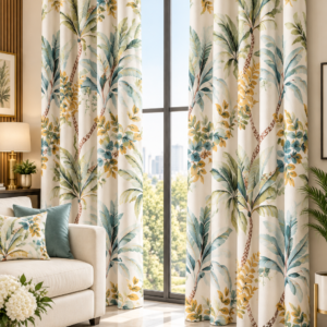 Ready Curtains - Digital Print Canvas Fabric (pack of 2 pcs)