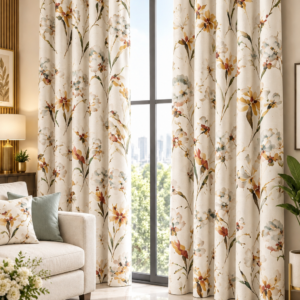 Ready Curtains - Digital Print Canvas Fabric (pack of 2 pcs)